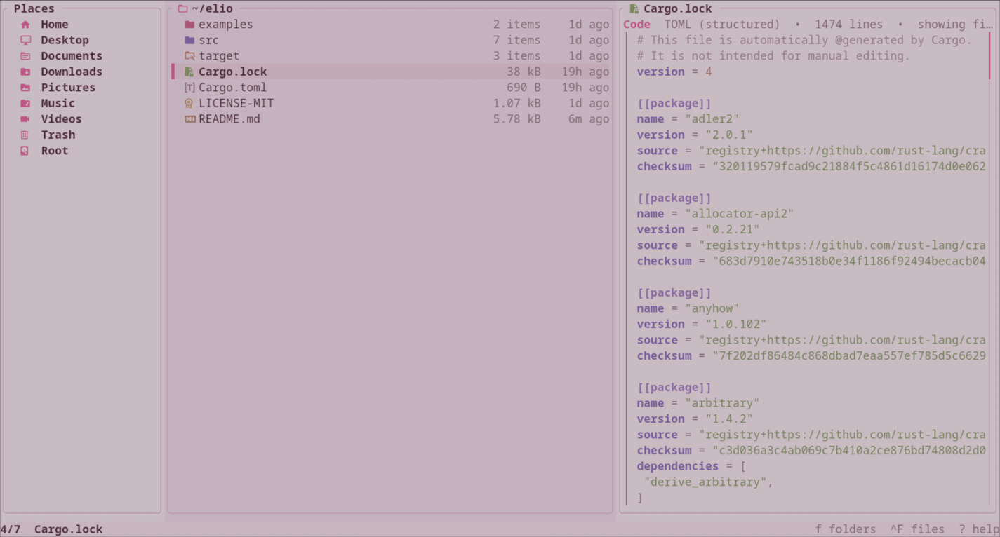 elio using the Blush Light theme.